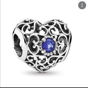 Authentic Pandora Heart charm with Blue Stone